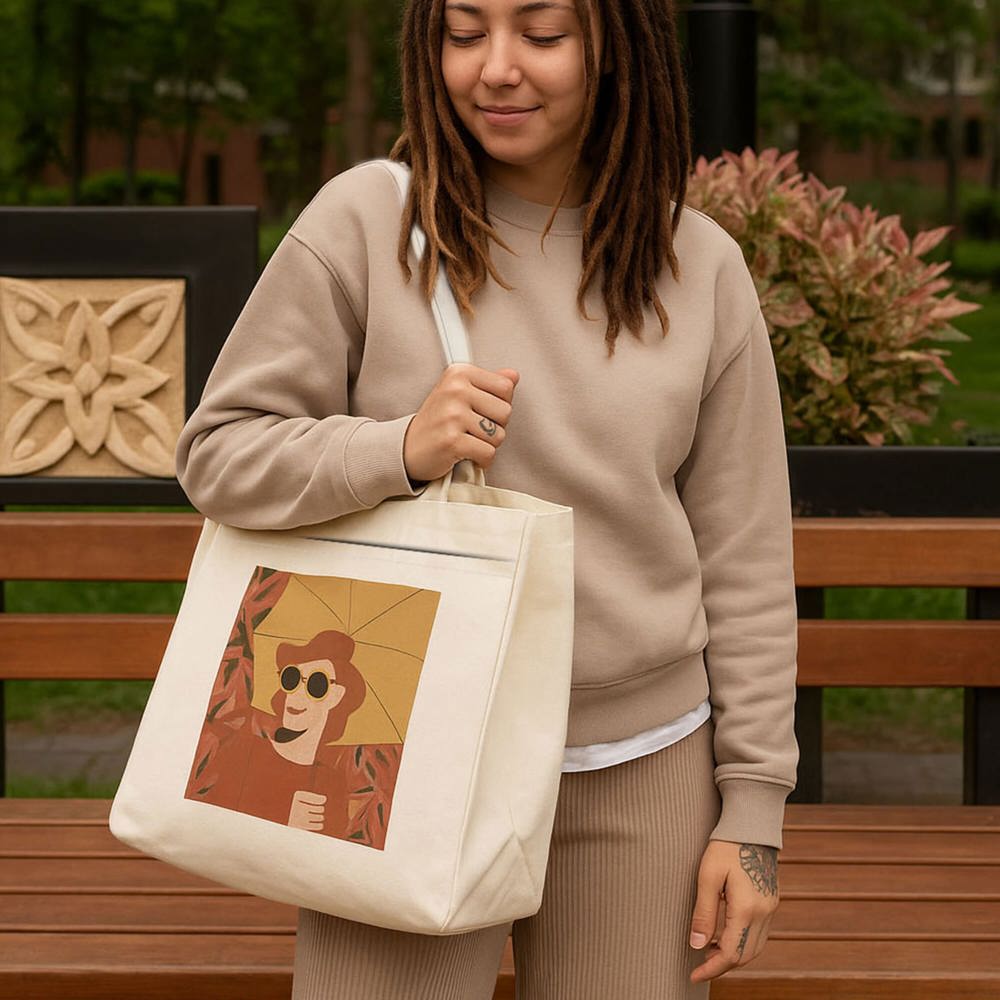 Katoen Tote met rits OEKO-TEX® 39 x 24 x 34cm 320g/m²