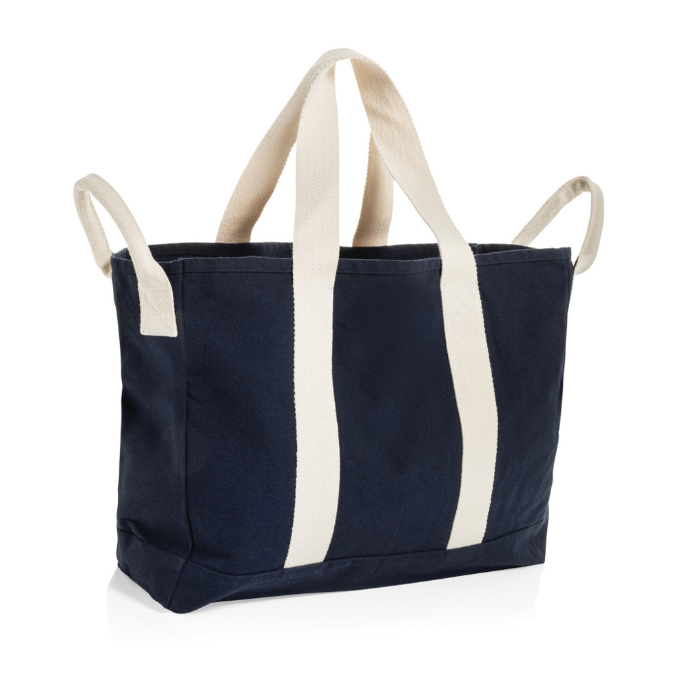 BEAU AWARE™ strandtas van 400gsm gerecycled canvas - donkerblauw (± PMS 19-4010)