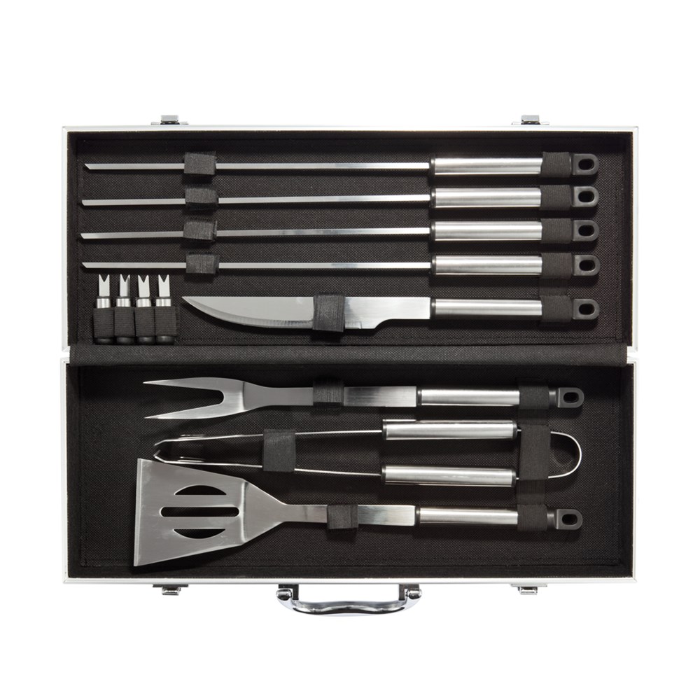 12-delige barbecue set in aluminium koffer